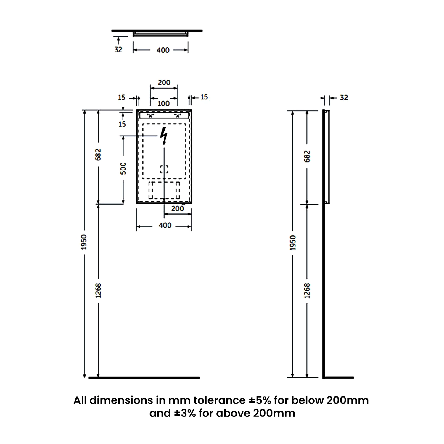 RAK Joy Wall Hung Bathroom Mirror With LED Mirror 680mm H X 400mm W 4 RAK Joy Wall Hung Bathroom Mirror With LED Mirror 680mm H X 400mm W - Image 2