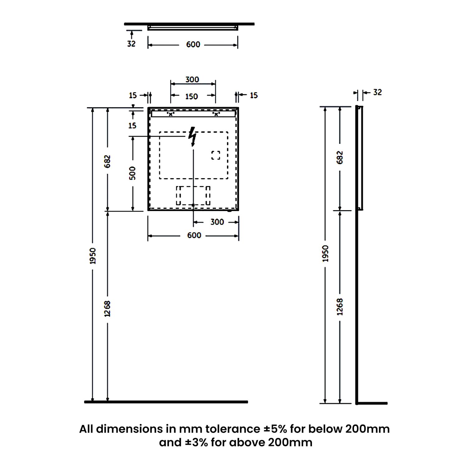 RAK Joy Wall Hung Bathroom Mirror With LED Mirror 680mm H X 600mm W 4 RAK Joy Wall Hung Bathroom Mirror With LED Mirror 680mm H X 600mm W - Image 2