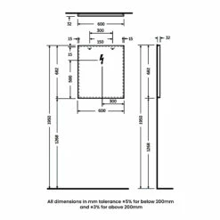 RAK Joy Wall Hung Bathroom Mirror 680mm H X 600mm W