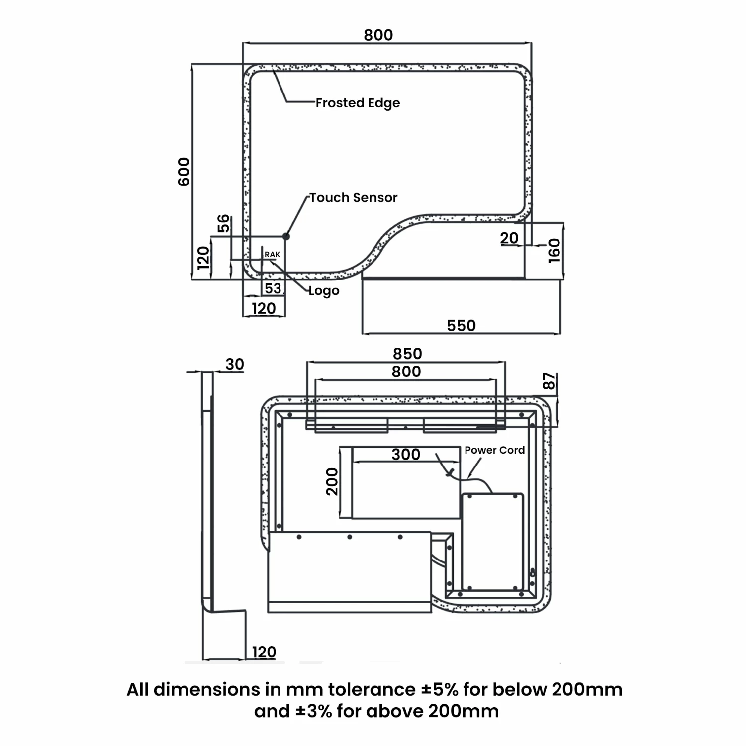 RAK Ornate LED Illuminated Bathroom Mirror With Demister Pad 600mm H X 800mm W - Brushed Nickel 4 RAK Ornate LED Illuminated Bathroom Mirror With Demister Pad 600mm H X 800mm W - Brushed Nickel - Image 2