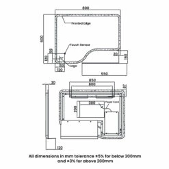RAK Ornate LED Illuminated Bathroom Mirror With Demister Pad 600mm H X 800mm W - Chrome