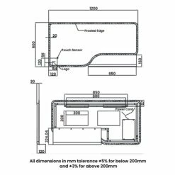 RAK Ornate LED Illuminated Bathroom Mirror With Demister Pad 600mm H X 1200mm W - Brushed Gold