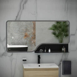 RAK Ornate LED Illuminated Bathroom Mirror With Demister Pad 600mm H X 1200mm W - Matt Black 5 RAK Ornate LED Illuminated Bathroom Mirror With Demister Pad 600mm H X 1200mm W - Matt Black -HEATANDPLUMB Sales rak ceramics ornate bathroom mirror rakornmb5003 1