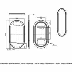 RAK Picture Oval LED Illuminated Bathroom Mirror With Demister Pad 1000mm H X 550mm W - Brushed Gold -HEATANDPLUMB Sales rak ceramics picture bathroom mirror rakpicovbg5002 1
