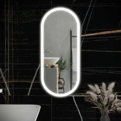 RAK Picture Oval LED Illuminated Bathroom Mirror With Demister Pad 1000mm H X 450mm W - Brushed Nickel 5 RAK Picture Oval LED Illuminated Bathroom Mirror With Demister Pad 1000mm H X 450mm W - Brushed Nickel -HEATANDPLUMB Sales rak ceramics picture bathroom mirror rakpicovbn5001
