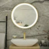 RAK Picture Round LED Illuminated Bathroom Mirror With Demister Pad 600mm Diameter - Brushed Gold