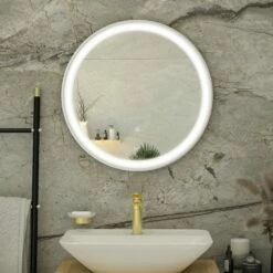 RAK Picture Round LED Illuminated Bathroom Mirror With Demister Pad 800mm Diameter - Chrome