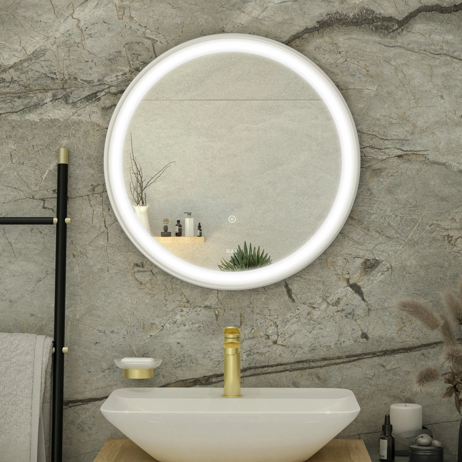 RAK Picture Round LED Illuminated Bathroom Mirror With Demister Pad 600mm Diameter - Chrome 3 RAK Picture Round LED Illuminated Bathroom Mirror With Demister Pad 600mm Diameter - Chrome