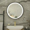RAK Picture Round LED Illuminated Bathroom Mirror With Demister Pad 600mm Diameter - Matt Black -HEATANDPLUMB Sales rak ceramics picture bathroom mirror rakpicrnmb5001
