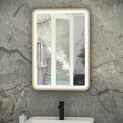 RAK Picture Soft LED Illuminated Bathroom Mirror With Demister Pad 700mm H X 500mm W - Brushed Gold 5 RAK Picture Soft LED Illuminated Bathroom Mirror With Demister Pad 700mm H X 500mm W - Brushed Gold -HEATANDPLUMB Sales rak ceramics picture bathroom mirror rakpicsfbg5001