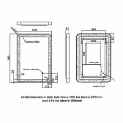 RAK Picture Soft LED Illuminated Bathroom Mirror With Demister Pad 700mm H X 500mm W - Chrome