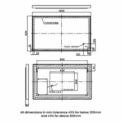 RAK Picture Square LED Illuminated Bathroom Mirror With Demister Pad 600mm H X 1000mm W - Brushed Gold -HEATANDPLUMB Sales rak ceramics picture bathroom mirror rakpicsqbg5003 1 1