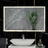 RAK Picture Square LED Illuminated Bathroom Mirror With Demister Pad 600mm H X 1200mm W - Brushed Gold -HEATANDPLUMB Sales rak ceramics picture bathroom mirror rakpicsqbg5003 2