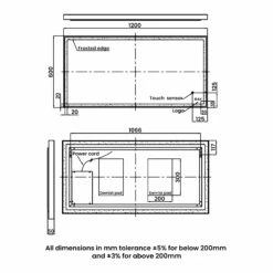 RAK Picture Square LED Illuminated Bathroom Mirror With Demister Pad 600mm H X 1200mm W - Chrome -HEATANDPLUMB Sales rak ceramics picture bathroom mirror rakpicsqbg5004 1 3