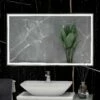 RAK Picture Square LED Illuminated Bathroom Mirror With Demister Pad 600mm H X 1200mm W - Brushed Nickel -HEATANDPLUMB Sales rak ceramics picture bathroom mirror rakpicsqbn5003 1