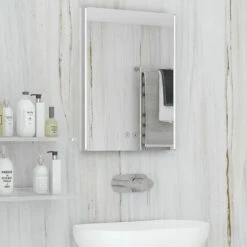 RAK Resort LED Mirror With Demister Pad And Shaver Socket 600mm H X 450mm W -HEATANDPLUMB Sales rak ceramics resort bathroom mirror rak5146rk46