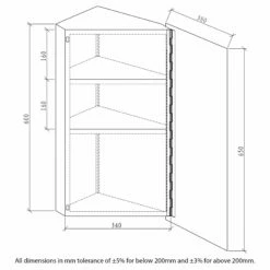 RAK Riva Single Corner Cabinet With Mirrored Door 650mm H X 380mm W