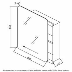 RAK Slide Single Cabinet With Sliding Mirrored Door 660mm H X 460mm W