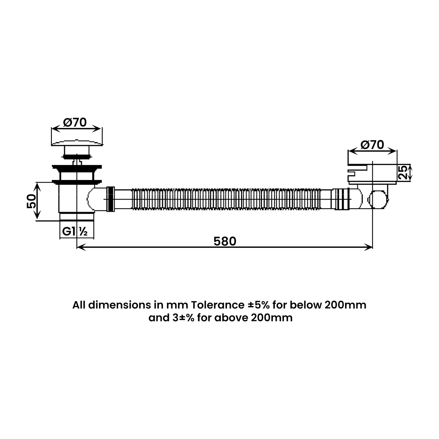 RAK Square Freeflow Overflow Bath Filler With Click Clack Waste - Chrome 4 RAK Square Freeflow Overflow Bath Filler With Click Clack Waste - Chrome - Image 2