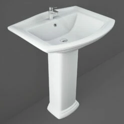 RAK Washington Basin And Full Pedestal 650mm Wide - 1 Tap Hole