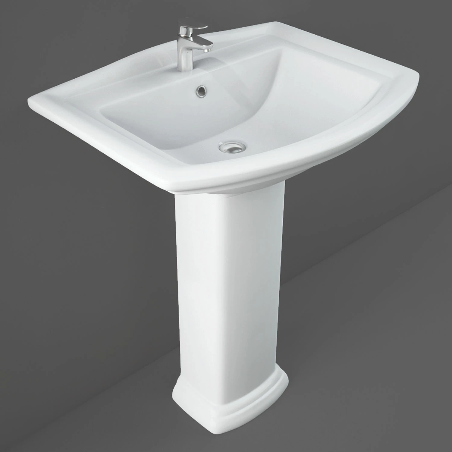 RAK Washington Basin And Full Pedestal 650mm Wide - 1 Tap Hole 3 RAK Washington Basin And Full Pedestal 650mm Wide - 1 Tap Hole