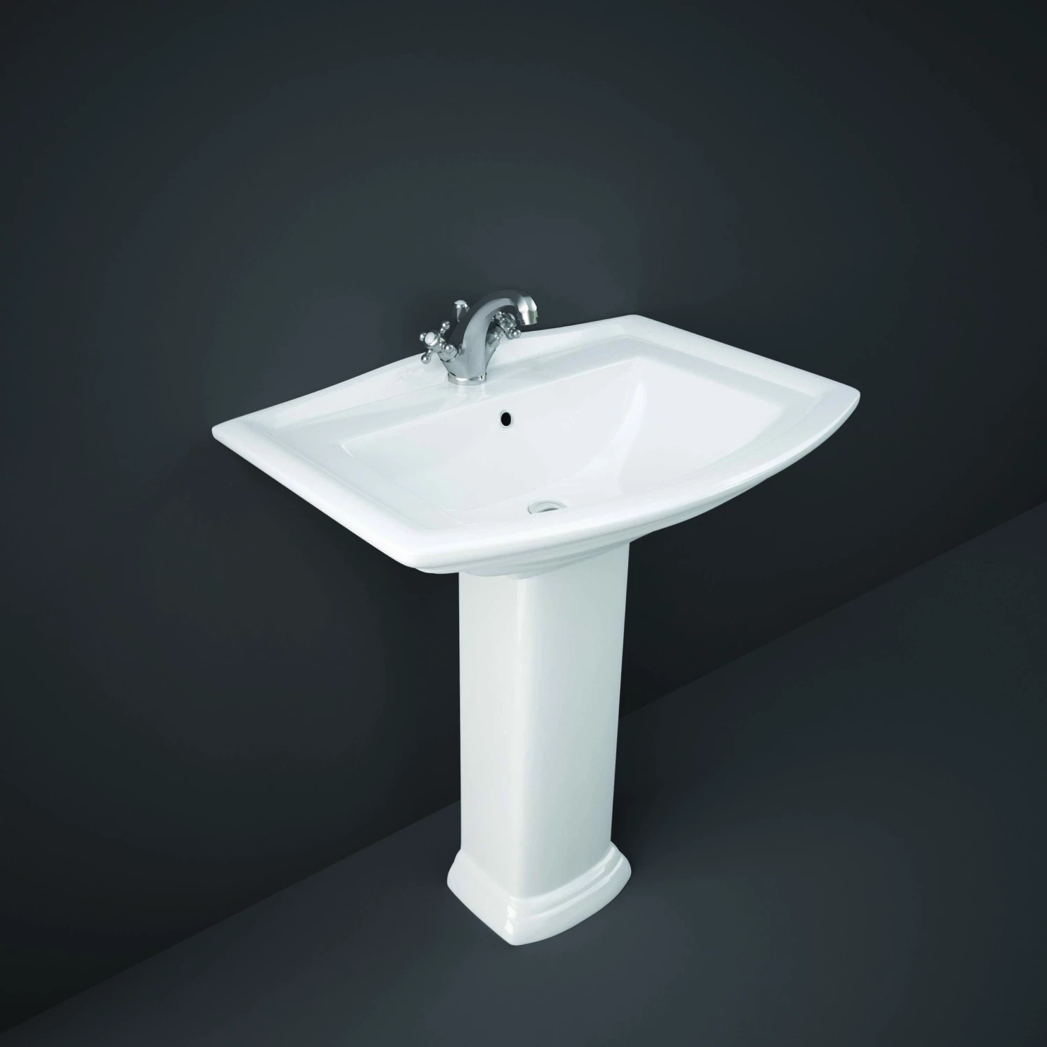 RAK Washington Basin And Semi Pedestal 760mm Wide - 1 Tap Hole 3 RAK Washington Basin And Semi Pedestal 760mm Wide - 1 Tap Hole