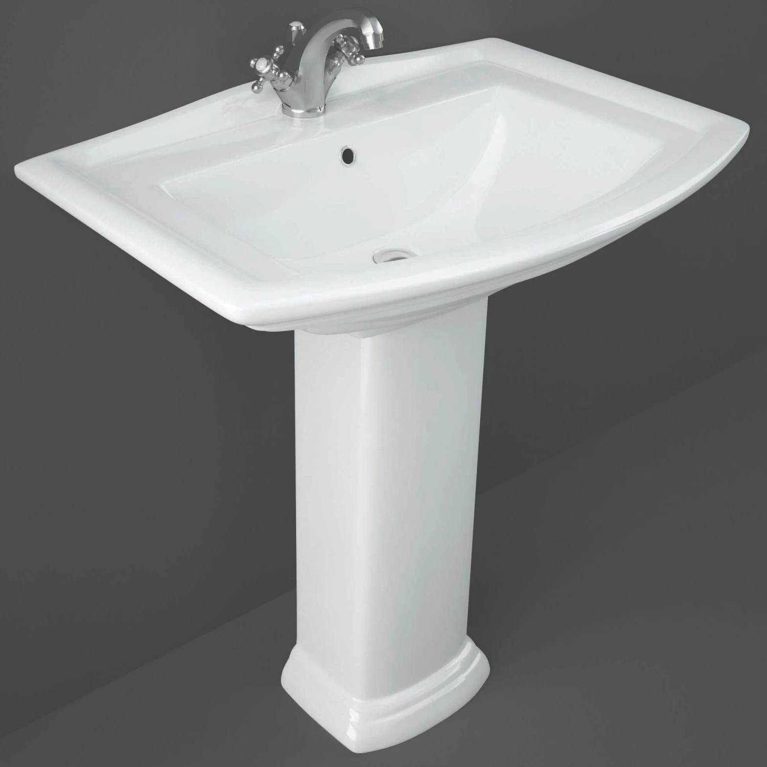RAK Washington Basin And Full Pedestal 760mm Wide - 1 Tap Hole 3 RAK Washington Basin And Full Pedestal 760mm Wide - 1 Tap Hole