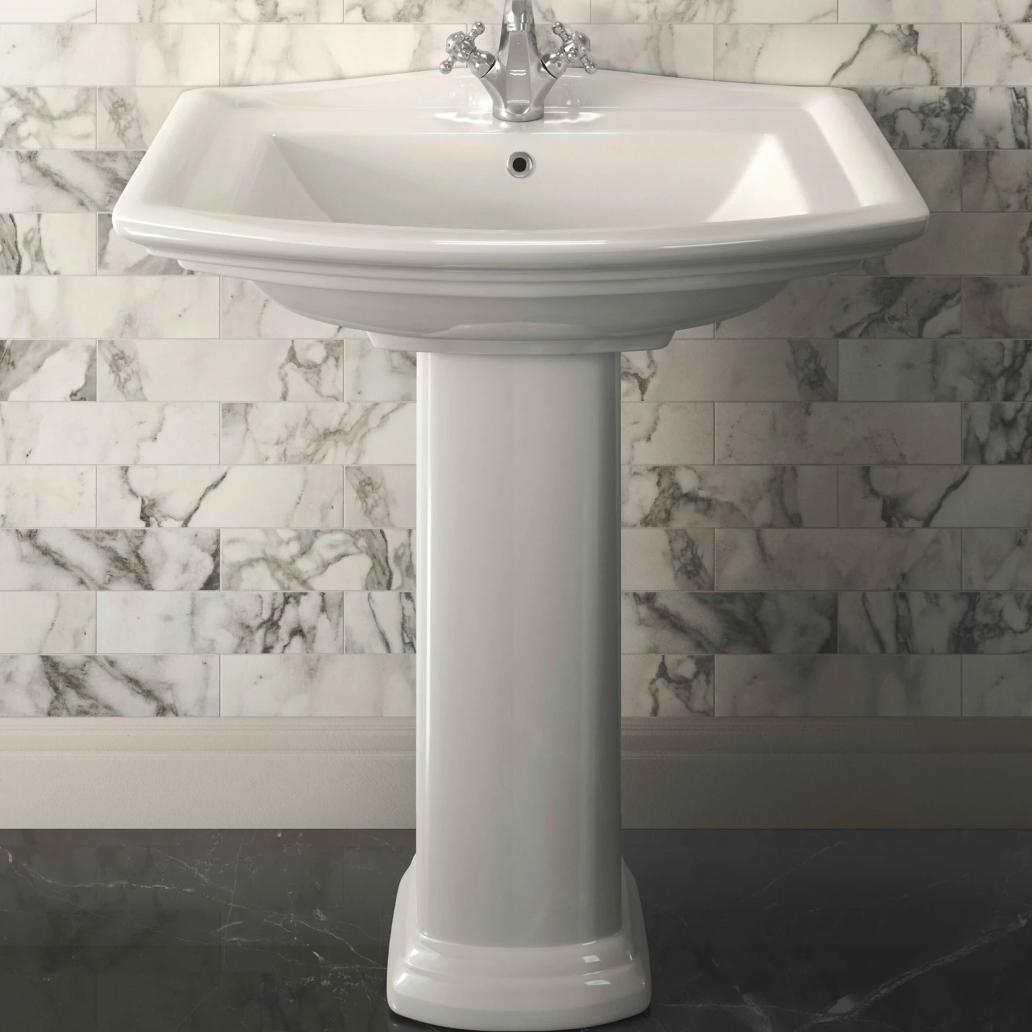 RAK Washington Basin And Full Pedestal 560mm Wide - 1 Tap Hole 4 RAK Washington Basin And Full Pedestal 560mm Wide - 1 Tap Hole - Image 2