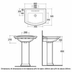 RAK Washington Basin And Full Pedestal 650mm Wide - 1 Tap Hole 9 RAK Washington Basin And Full Pedestal 650mm Wide - 1 Tap Hole -HEATANDPLUMB Sales rak ceramics washington basin wt0101awha wt0102awha