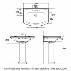 RAK Washington Basin And Full Pedestal 760mm Wide - 1 Tap Hole 8 RAK Washington Basin And Full Pedestal 760mm Wide - 1 Tap Hole -HEATANDPLUMB Sales rak ceramics washington basin wt0401awha wt0102awha