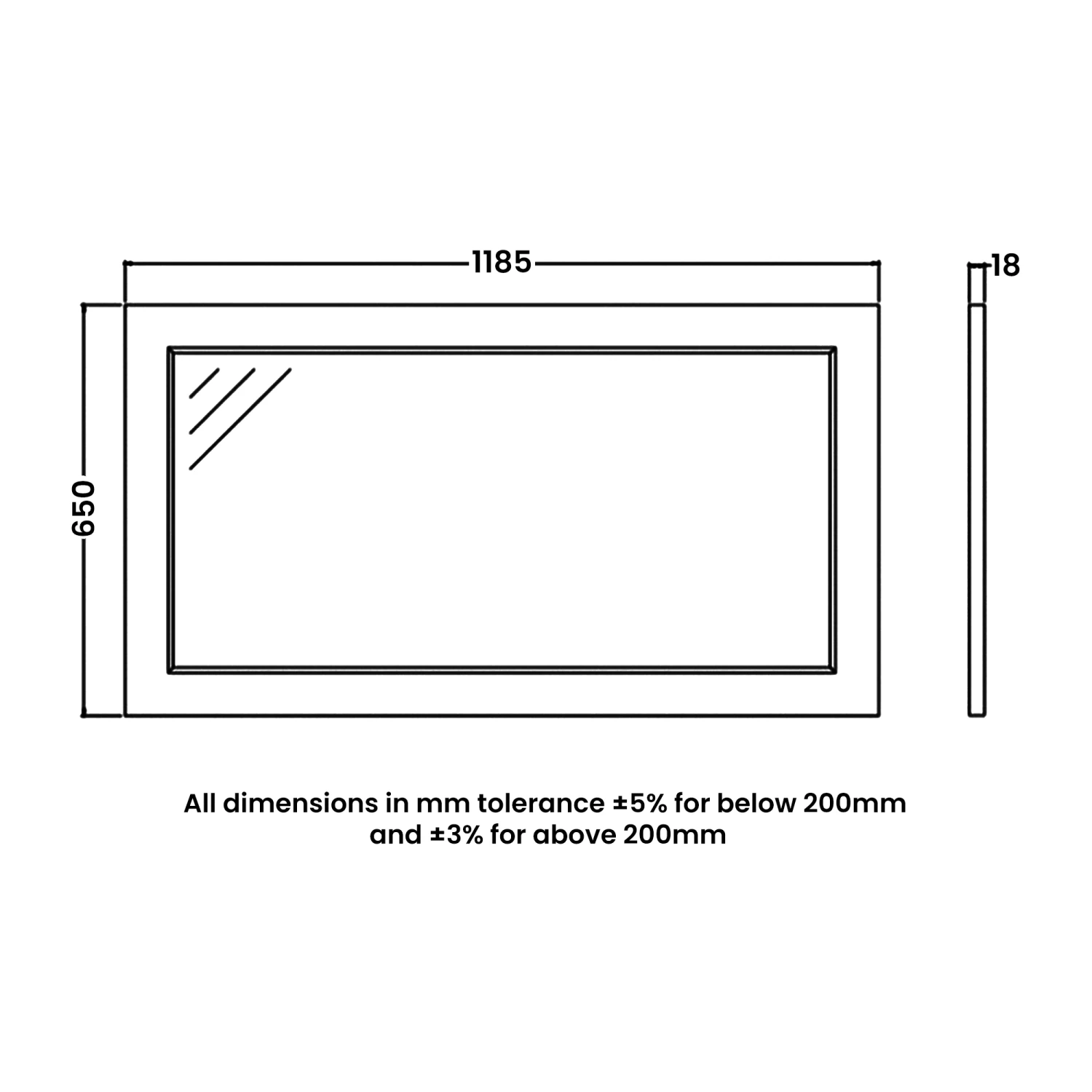 RAK Washington Framed Bathroom Mirror - 650mm H X 1185mm W - Grey 5 RAK Washington Framed Bathroom Mirror - 650mm H X 1185mm W - Grey - Image 3