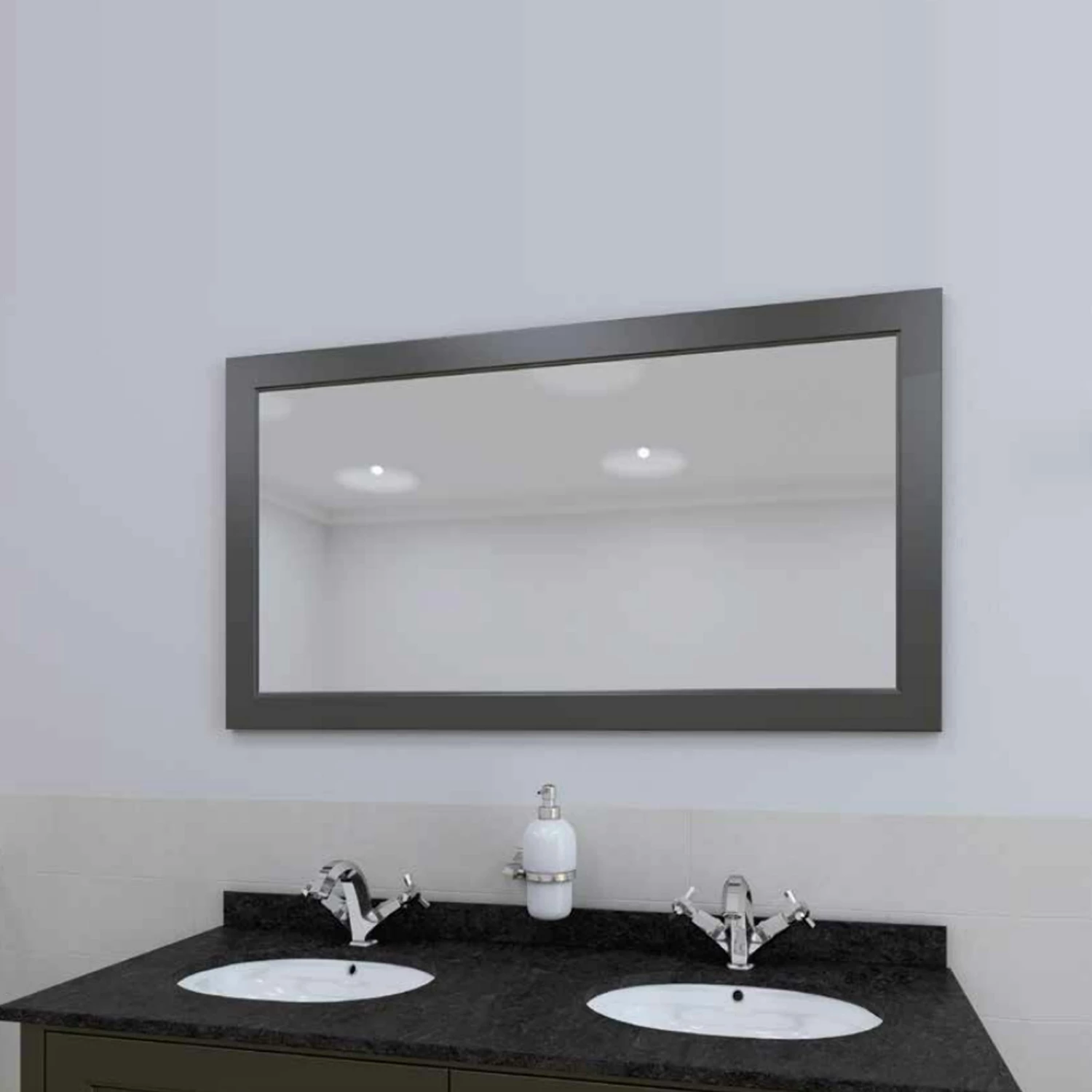 RAK Washington Framed Bathroom Mirror - 650mm H X 1185mm W - Black 6 RAK Washington Framed Bathroom Mirror - 650mm H X 1185mm W - Black - Image 4