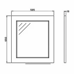 RAK Washington Framed Bathroom Mirror - 650mm H X 585mm W - White