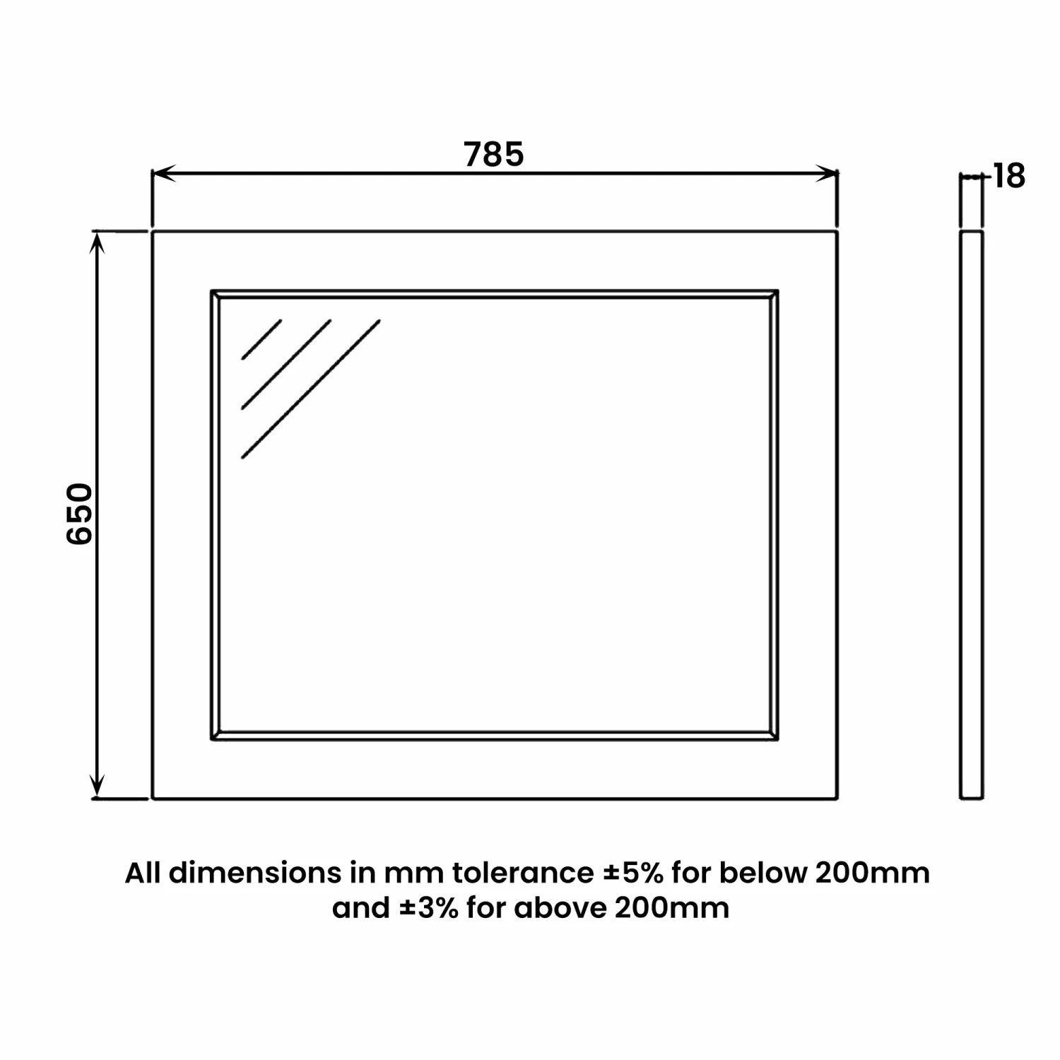 RAK Washington Framed Bathroom Mirror - 650mm H X 785mm W - Black 4 RAK Washington Framed Bathroom Mirror - 650mm H X 785mm W - Black - Image 2