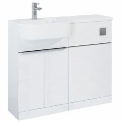 Royo Linea Combination Unit With Basin And Worktop 1000mm Wide LH - White
