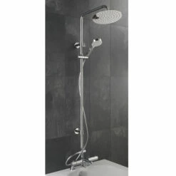 Sagittarius Xanda Thermostatic Bath Shower Mixer With Riser Kit And Fixed Head - Chrome