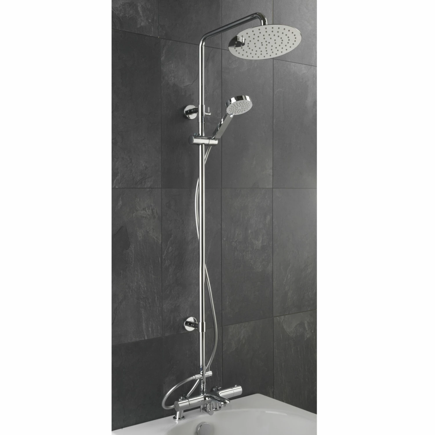 Sagittarius Xanda Thermostatic Bath Shower Mixer With Riser Kit And Fixed Head - Chrome 3 Sagittarius Xanda Thermostatic Bath Shower Mixer With Riser Kit And Fixed Head - Chrome