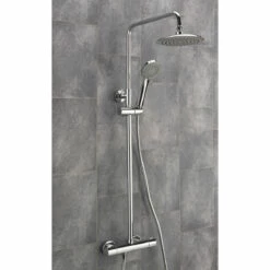 Sagittarius Padua Thermostatic Bar Mixer Shower Valve With Riser Kit And Fixed Head - Chrome
