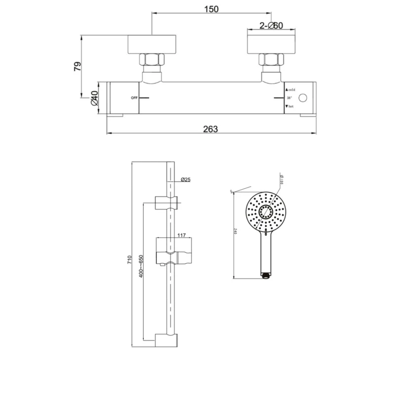 Sagittarius Sirio Bar Mixer Shower With Shower Kit - Chrome 3 Sagittarius Sirio Bar Mixer Shower With Shower Kit - Chrome