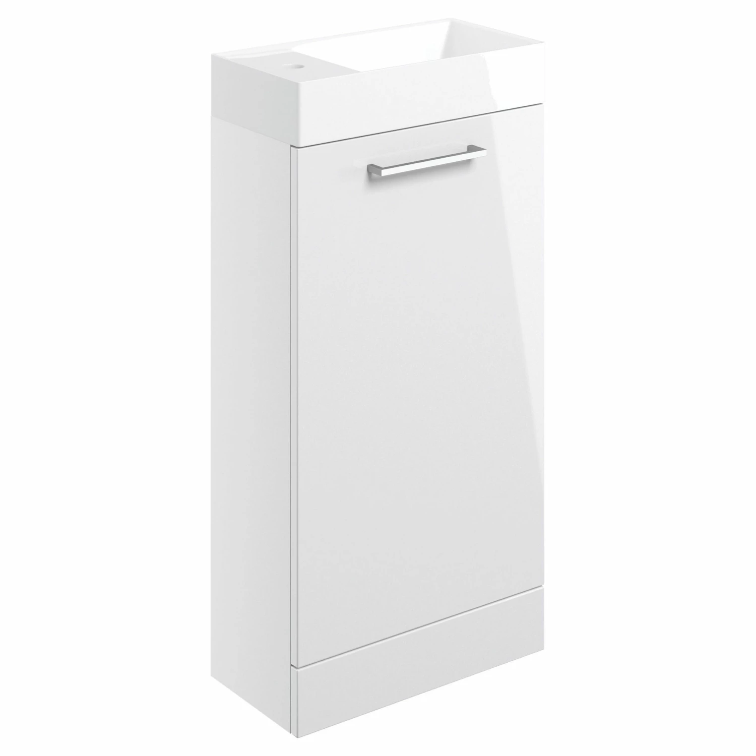 Signature Aalborg Floor Standing 1-Door Vanity Unit With Basin 405mm Wide - White Gloss 4 Signature Aalborg Floor Standing 1-Door Vanity Unit With Basin 405mm Wide - White Gloss - Image 2