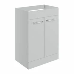 Signature Aalborg Floor Standing 2-Door Vanity Unit 590mm Wide - Grey Gloss
