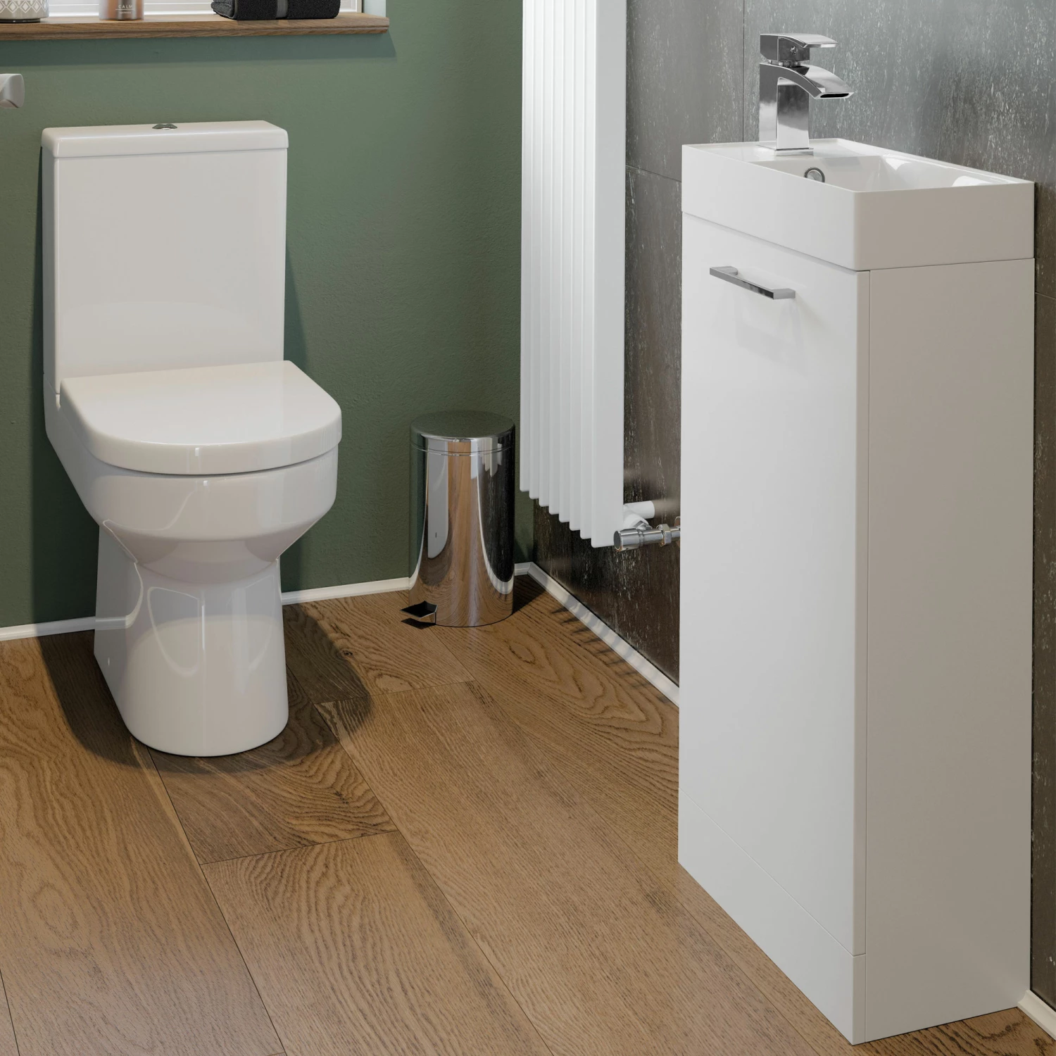 Signature Aalborg Floor Standing 1-Door Vanity Unit With Basin 405mm Wide - White Gloss 5 Signature Aalborg Floor Standing 1-Door Vanity Unit With Basin 405mm Wide - White Gloss - Image 3
