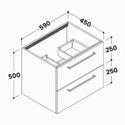 Signature Aalborg Wall Hung 2-Drawer Vanity Unit 590mm Wide - Grey Gloss
