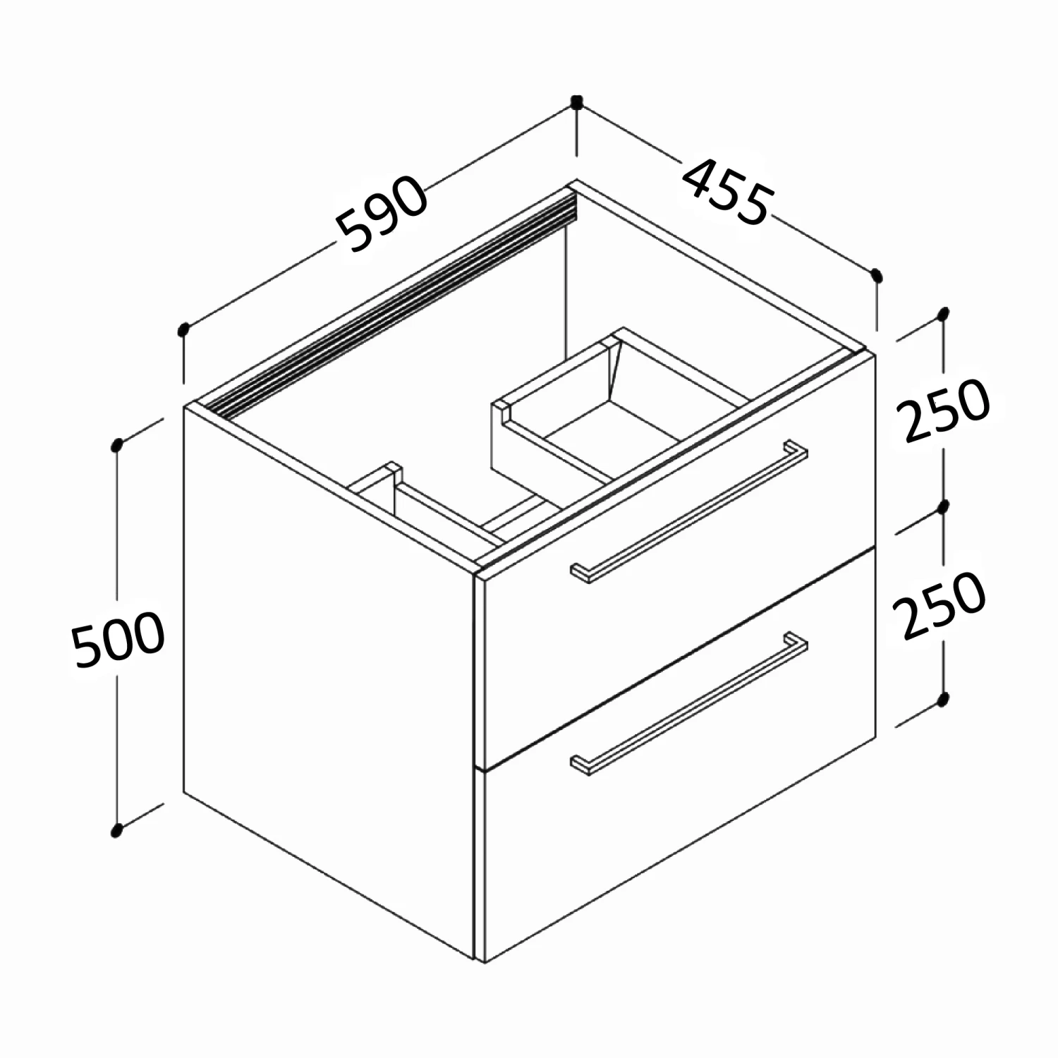 Signature Aalborg Wall Hung 2-Drawer Vanity Unit 590mm Wide - Oak 3 Signature Aalborg Wall Hung 2-Drawer Vanity Unit 590mm Wide - Oak