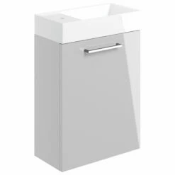 Signature Aalborg Wall Hung 1-Door Vanity Unit With Basin 405mm Wide - Grey Gloss 7 Signature Aalborg Wall Hung 1-Door Vanity Unit With Basin 405mm Wide - Grey Gloss -HEATANDPLUMB Sales signature aalborg wall hung vanity unit sign103318