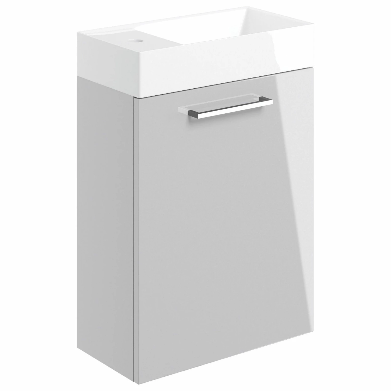 Signature Aalborg Wall Hung 1-Door Vanity Unit With Basin 405mm Wide - Grey Gloss 5 Signature Aalborg Wall Hung 1-Door Vanity Unit With Basin 405mm Wide - Grey Gloss - Image 3