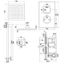 Signature Advance Thermostatic Square Dual Concealed Mixer Shower With Fixed Head - Chrome