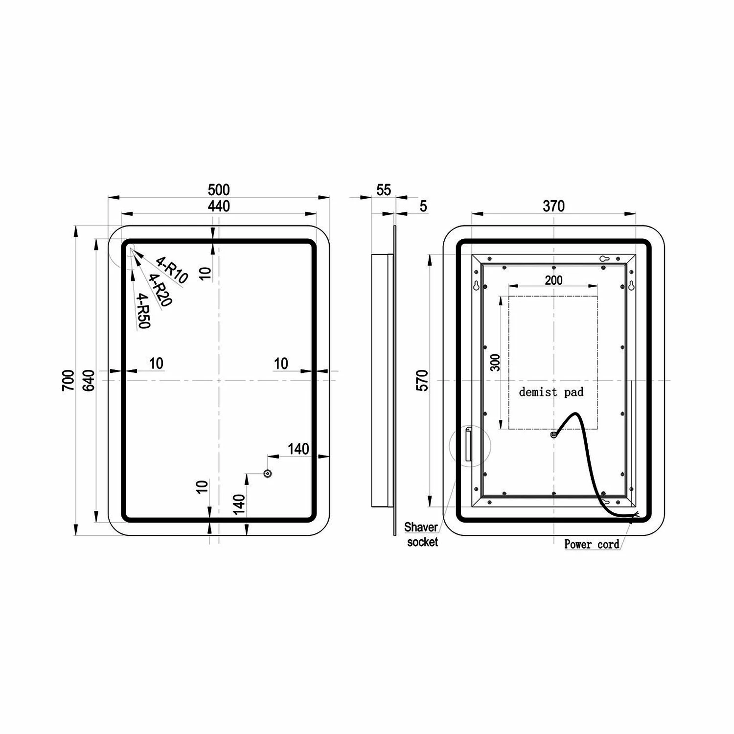 Signature Alexander Front-Lit LED Bathroom Mirror With Demister Pad 700mm H X 500mm W 3 Signature Alexander Front-Lit LED Bathroom Mirror With Demister Pad 700mm H X 500mm W