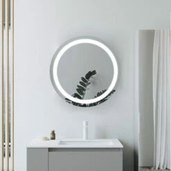 Signature Amelia Round Front-Lit LED Bathroom Mirror With Demister Pad 600mm Diameter -HEATANDPLUMB Sales signature amelia bathroom mirror sign106245
