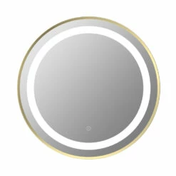 Signature Ava Round Front-Lit LED Bathroom Mirror With Demister Pad 600mm Diameter - Brushed Brass -HEATANDPLUMB Sales signature ava bathroom mirror dimr0032
